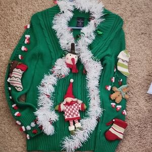 Faded Glory Green V-Neck Sweater